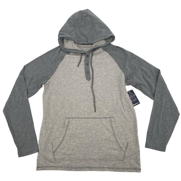 Flag & Anthem Madeflex Versatility Size Small Heather Gray Hooded Shirt NWT - Picture 1 of 9